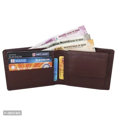 FASHIONEVER Men's PU Card Holder Leather Wallet (Brown)-thumb4