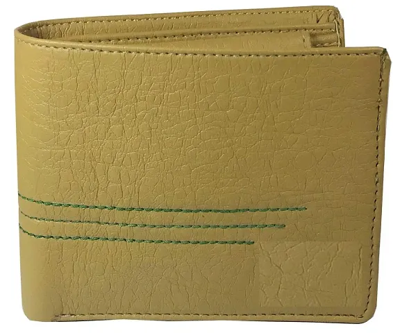 Somiya Yellow Artificial Card Holder Leather Wallet for Mens (5 Card Slots)