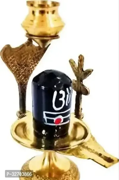 Brass Shiva Lingam Abhishek Patra with Trishul and Nag for Pooja Decorative Showpiece