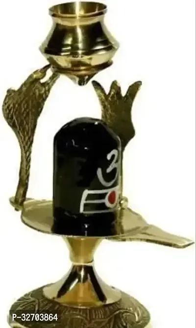 Brass Shiva Lingam Abhishek Patra with Trishul and Nag for Pooja Decorative Showpiece