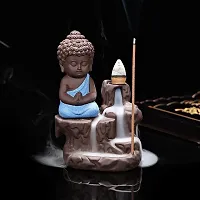 Sparkles IDEAZ Backflow Incense Burner Buddha Incense Holder | Buddha Idol Showpiece | Buddha Incense Burner | Smoke Fountain Buddha with Free 10 Incense Sticks (Light Blue)-thumb1