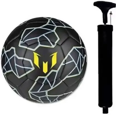 MESSI BLACK PVC FOOTBALL SIZE - 5 WITH AIR PUMP