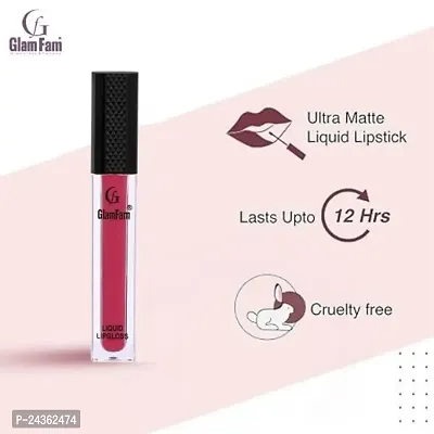 GLAMFAM Lipstyle Ultra Smooth Matte Liquid Lipstick Non Transfer, Waterproof, Kiss Proof Long Lasting Upto 12+ Hours For Women (5 ml)-thumb2