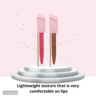 Glam Fam Long Lasting Matte Lipstick For Women Liquid Lipstick Matte Finish Smudge  Water Proof Lip Colour 5 Ml (Fade Brown + Glowing Pink)-thumb4