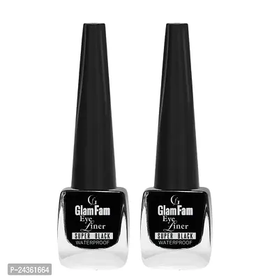 Glam Fam Super Black Long Lasting Eyeliner Combos Set of 2-6ML Each (Eyeliner (Set of 2))