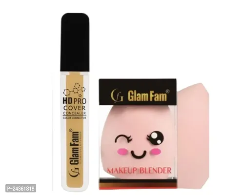 GLAM FAM Liquid Concealer Matte Color With Beauty Blender Sponges For Face Makeup Beauty Blender Face Sponge Puff For All Skin Types