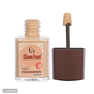 GLAMFAM Lightweight Full Coverage Foundation Top 30ML Deep Black Waterproof Eyeliner, Eye Mascara Liquid Concealer Matte Color With Makeup Blender-thumb3