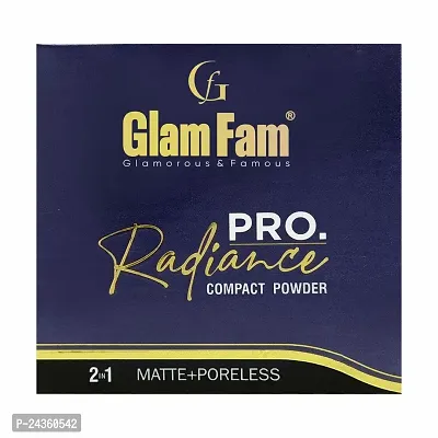 GLAM FAM Pro Rdiance 2 In 1 Compact Powder with Back Stage Oil Free Long Lasting Liquid Foundation - 30ML (Pack Of 2)-thumb3