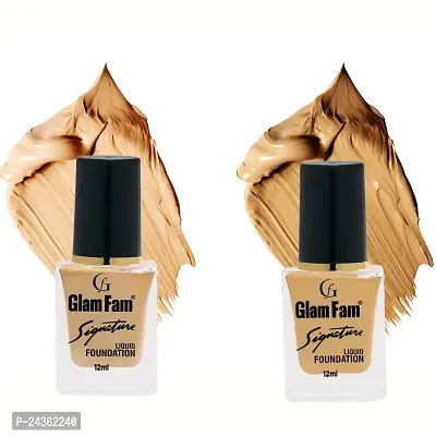 Glam fam Full coverage Signature Foundation Combo Long Lasting Natural Glow- 12ML (Natural 1  Natural 2)