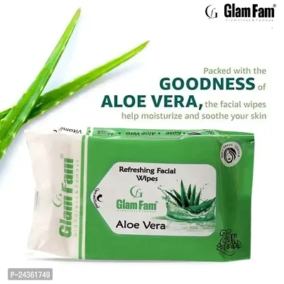 GLAMFAM Daily Face Cleansing Wipes with Aloe Vera And Vitamin E Hydrating Refreshing Soothing Paraben and Alcohol Free, White (Pack of 1, 25 Count)-thumb4