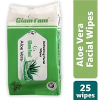 GLAMFAM Daily Face Cleansing Wipes with Aloe Vera And Vitamin E Hydrating Refreshing Soothing Paraben and Alcohol Free, White (Pack of 1, 25 Count)-thumb1