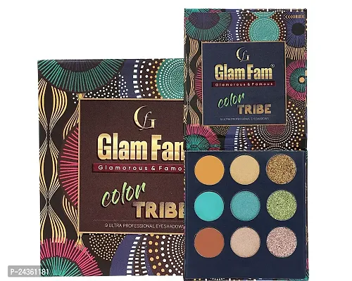 GLAM FAM Eyeshadow Water-Proof Smudge Proof Long Lasting Eyeshadow Palette 9 in 1 Eye Makeup Professional. (Color Tribe)-thumb0