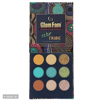 GlamFam Color Tribe Water-Proof Smudge Proof Long Lasting Eyeshadow Palette 9 in 1 Eye Makeup Professional Mattes  Shimmery Finish-thumb0