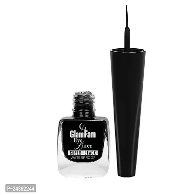 GLAMFAM Lightweight Full Coverage Foundation Top 30ML Deep Black Waterproof Eyeliner, Eye Mascara Liquid Concealer Matte Color With Makeup Blender-thumb2