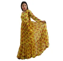 Beautiful Georgette Printed Gown Fit and Floral Design Standerd Length Casual Full Sleeve for Party, Wedding, Festival Pack of 1.-thumb3