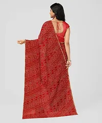 Women's Bandhani Printed  Lace Chiffon Saree with Blouse (Red)-thumb1