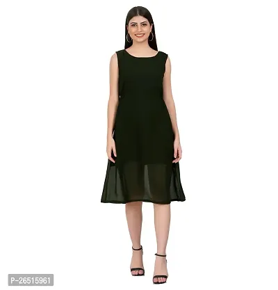 Women's Fit and Flare, Knee Length, Sleeveless, Georgette Dress