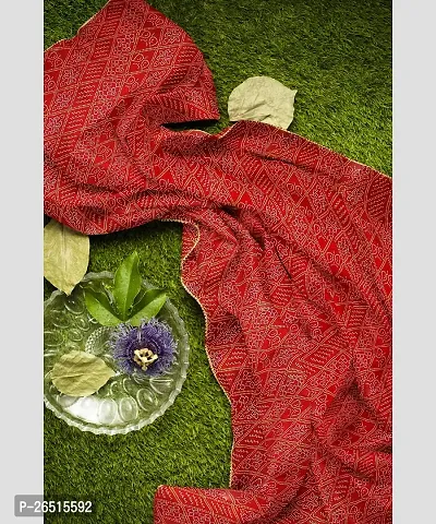 Women's Bandhani Printed  Lace Chiffon Saree with Blouse (Red)-thumb5