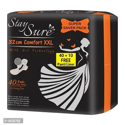 Stay Sure Comfort Xxl Overnight 40 Pads 10 Panty Liners Free Inside Sanitary Needs