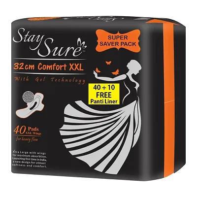 Stay Sure Comfort XXL Overnight 40 Pads +10 Panty Liners (Free Inside)
