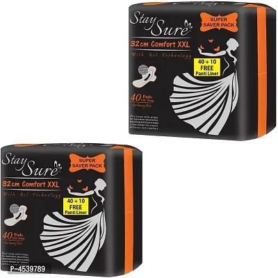 Stay Sure Comfort Xxl Overnight 40 Pads 10 Panty Liners Free Inside 2 Packets Sanitary Needs