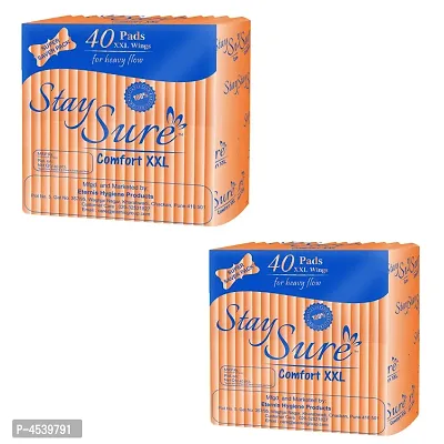 Stay Sure Comfort Xxl Overnight 40 Pads Transparent Pack Inside 2 Packet Sanitary Needs Pads