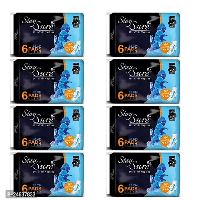 STAY SURE 320MM XXL  EXTRA THIN  SANITARY PADS  PACK OF 6 INDIVIDUALLY WRAPPED PADS
