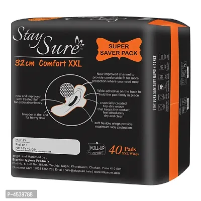 Stay Sure Comfort Xxl Overnight 40 Pads 10 Panty Liners Free Inside Sanitary Needs-thumb2