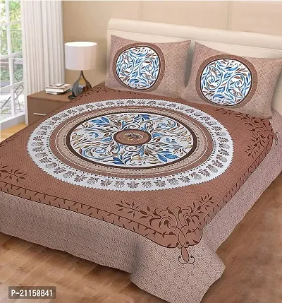 Quilt'n'Razai Mandala Tapestry Design 100% Double Cotton Tribal Coffee/Light Choclate Modern Round Bedcover/Bedsheets with Two Pillow Cover (144TC) 90 * 100 Inches