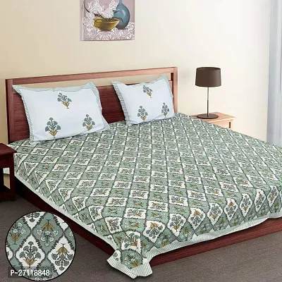 Classic Cotton Printed Bedsheet with Pillow Covers-thumb0