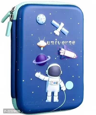 Blue Space Robot Art Polyester Pencil Box (set of 1, Blue)-thumb0