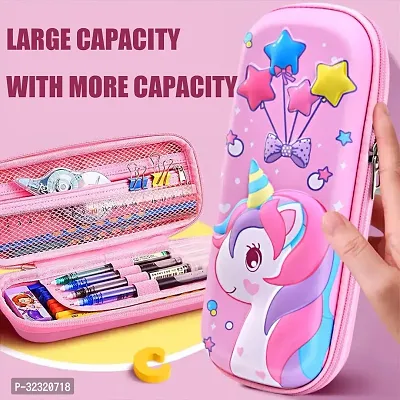 3D Pencil Case Star Unicorn Art EVA Pencil Box (Set of 1, Pink)-thumb5