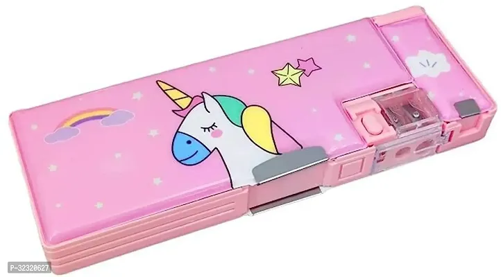 Unicorn Theme Art Plastic Pencil Box (Set of 1, Purple)-thumb0