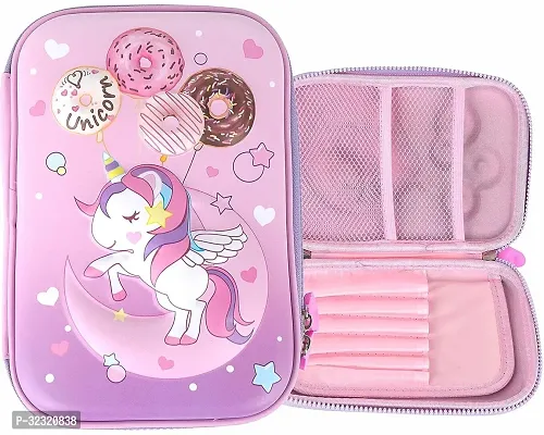 Joy Maker Pencil Pouch Unicorn Art Plastic Pencil Box (set of 1, Pink)-thumb0