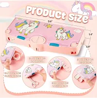 Unicorn Theme Buttons Operated Magnetic Pencil Stationery Box with Accessories (Set of 1, Pink)-thumb2