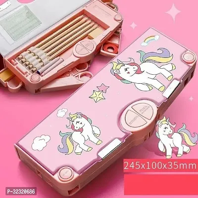 Unicorn Stationary Art Plastic Pencil Box (set of 1, Pink)-thumb4