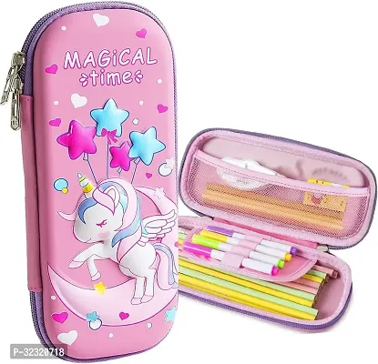 3D Pencil Case Star Unicorn Art EVA Pencil Box (Set of 1, Pink)