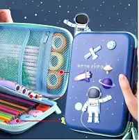 Blue Space Robot Art Polyester Pencil Box (set of 1, Blue)-thumb1