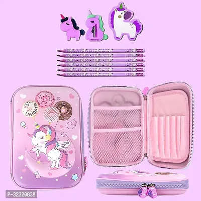 Joy Maker Pencil Pouch Unicorn Art Plastic Pencil Box (set of 1, Pink)-thumb2