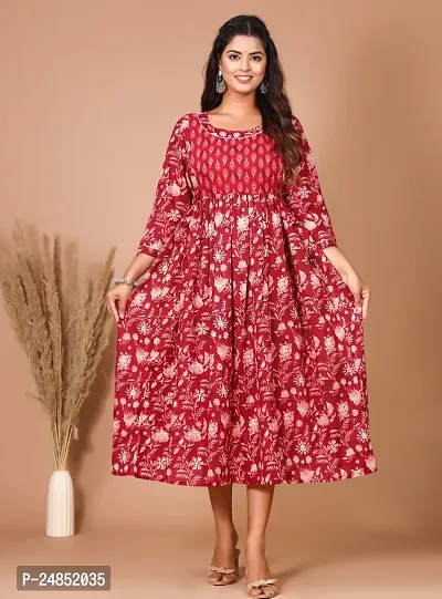 Elegant Printed Rayon Anarkali Kurta For Women-thumb0