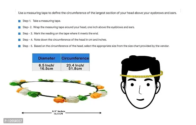 Loops n Knots Flora Collection Tri-Colour Tiara / Crown/Headband For Girls & Women - Hair Accessories For Republic Day Independence Day-thumb2