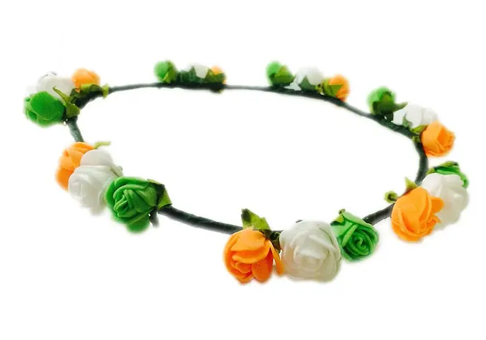 Loops n Knots Flora Collection TriColour Tiara / Crown/Headband For Girls Women - Hair Accessories For Republic Day Independence Day