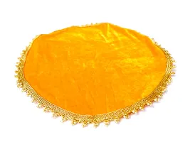 Loops n Knots Karwa Chauth / Karwachauth Thali  Set Handcrafted Yellow Puja /Pooja Thali And Thali Cover Velvet Fabric Meterial  Steel Lota And Channi-thumb4