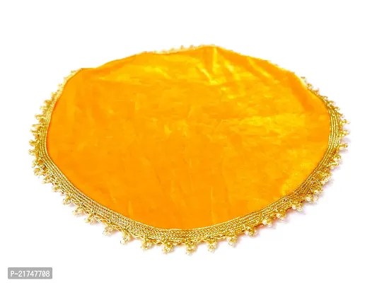 Loops n Knots Karwa Chauth / Karwachauth Thali  Set Handcrafted Yellow Puja /Pooja Thali And Thali Cover Velvet Fabric Meterial  Steel Lota And Channi-thumb5