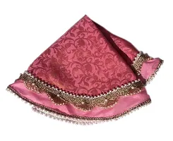 Loops n Knots Karwa Chauth Handcrafted Pink  Puja/Pooja Decorative Pooja Thali Cover-thumb1