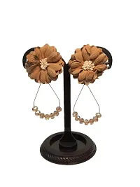 BROWN FLOWER EARRING/BLOSSOM PEARL EARRINGS/SUNFLOWER DANGLE DROP-thumb1