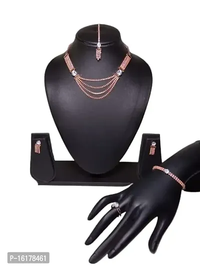 SHIELD PLUS ROSE GOLD SET WITH EARRING,MANG TIKKA,RING  BRACELET-thumb3