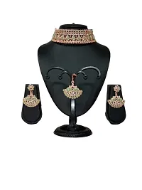 SHIELD PLUS GREEN DIAMOND NECKLACE WITH EARRING  MAANG TIKKA-thumb3