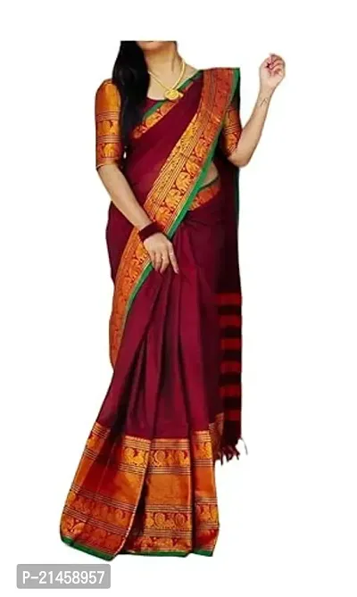 Fancy Cotton Saree with Blouse Piece for Women-thumb0