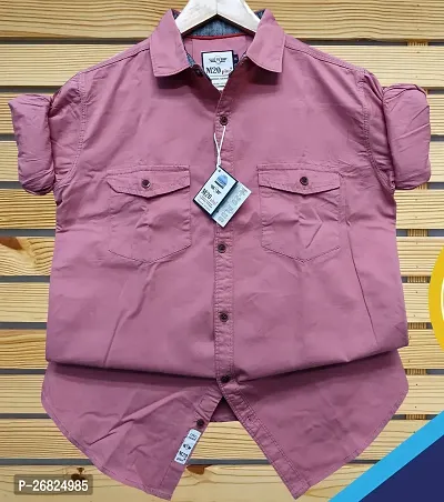 Reliable Pink Cotton Short Sleeves Printed Shirts For Mens